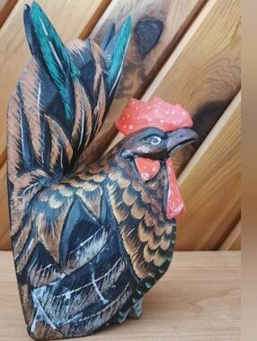Vintage Wooden Handpainted  Rooster